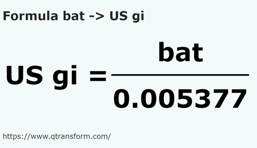formula Baths to US gills - bat to US gi