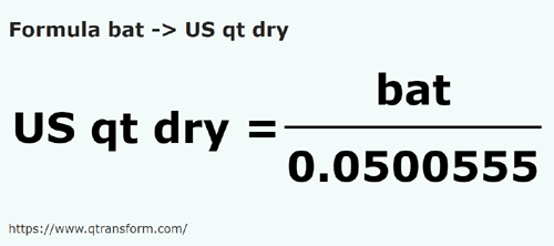 formula Бат в Кварты США (сыпучие тела) - bat в US qt dry