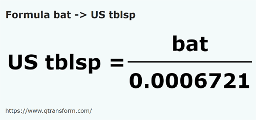 formula Baths to US tablespoons - bat to US tblsp