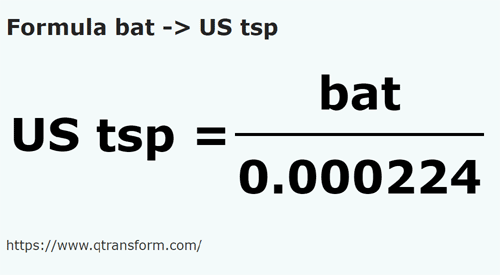 formula Бат в Чайные ложки (США) - bat в US tsp