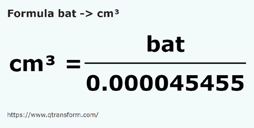 formula Baths to Cubic centimeters - bat to cm³