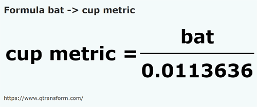 formula Baths to Cups - bat to cup metric