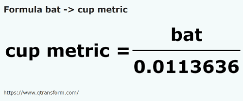 formule Bath naar Metrische kopjes - bat naar cup metric