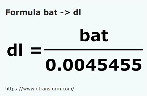 formula Бат в децилитры - bat в dl
