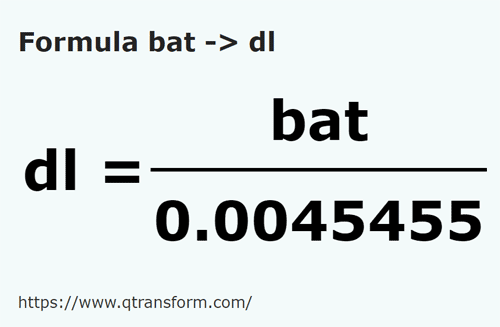 formula Batos em Decilitros - bat em dl