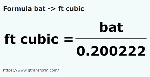 formula Batos em Pés cúbicos - bat em ft cubic