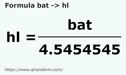 formula Бат в гектолитр - bat в hl