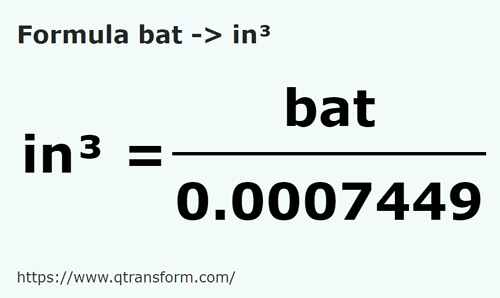 formula Бат в кубический дюйм - bat в in³