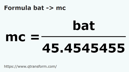 formula Batos em Metros cúbicos - bat em mc