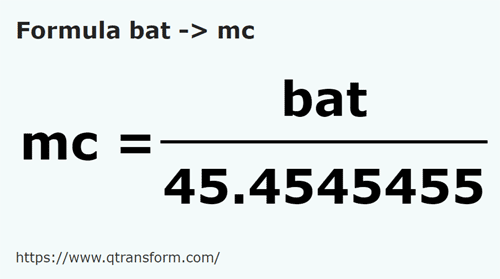 formule Baths en Mètres cubes - bat en mc