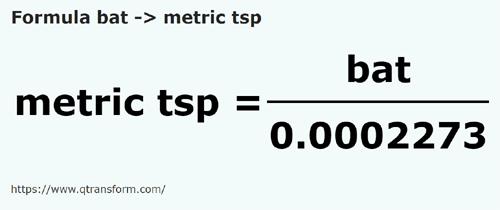 formula Batos em Colheres de chá métricas - bat em metric tsp