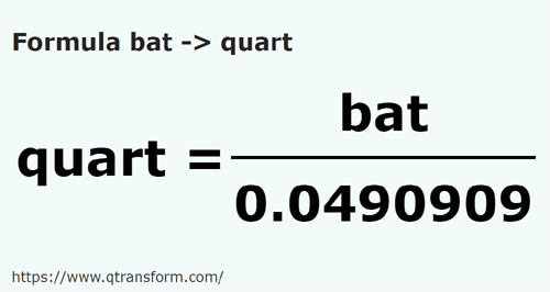 formula Baths to Quarts - bat to quart