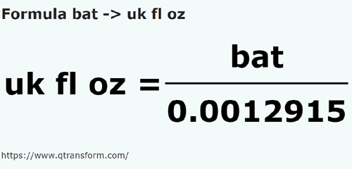formula Бат в Британская жидкая унция - bat в uk fl oz