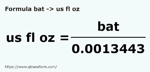 formula Bat na Amerykańska uncja objętości - bat na us fl oz