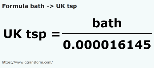formula Omers em Colheres de chá britânicas - bath em UK tsp