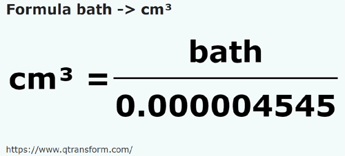 formula Homers to Cubic centimeters - bath to cm³