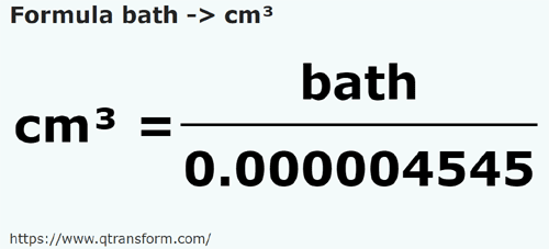 formule Homers en Centimètres cubes - bath en cm³