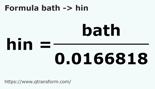 formula Homers to Hins - bath to hin