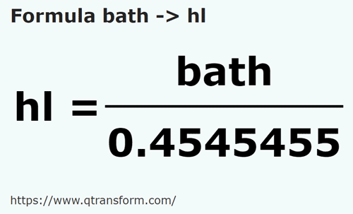 formule Homer naar Hectoliter - bath naar hl