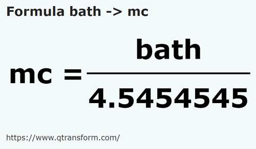 formula Homeres a Metros cúbicos - bath a mc