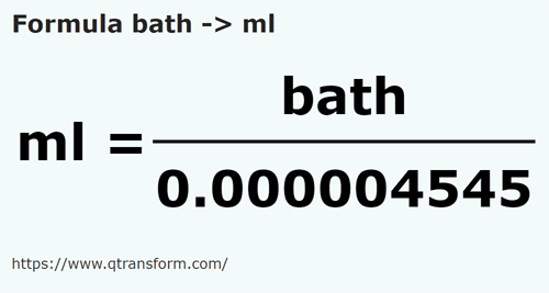 formula Homer kepada Mililiter - bath kepada ml