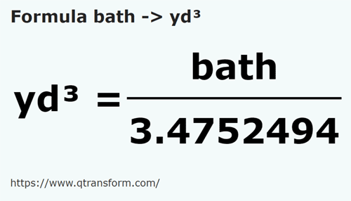 formula Homeres a Yardas cúbicas - bath a yd³