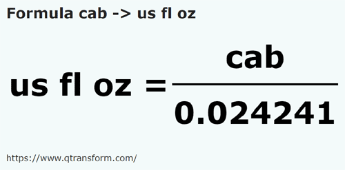 formula Kab kepada Auns cecair AS - cab kepada us fl oz