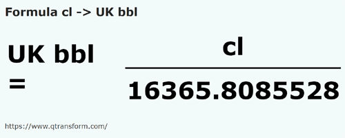 formula Centilitri in Barili britanici - cl in UK bbl