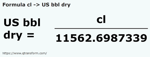 formule Centilitres en Barils américains (sèches) - cl en US bbl dry