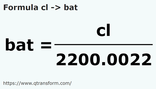 formula Centilitri in Bati - cl in bat