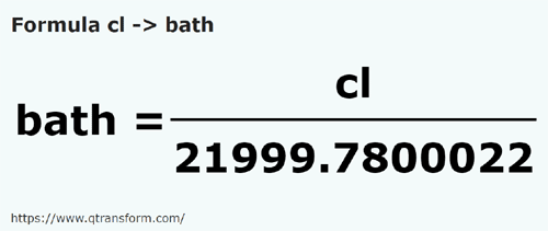 formula Centiliters to Homers - cl to bath