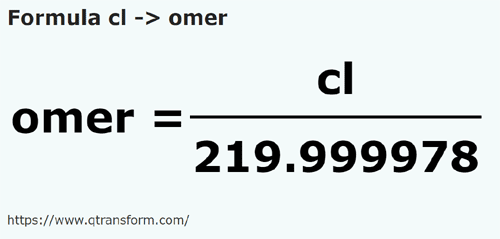formula Centiliters to Omers - cl to omer