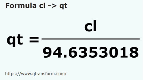 formula Centilitros a Cuartos estadounidense liquidos - cl a qt