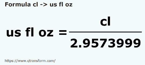 formula Centylitry na Amerykańska uncja objętości - cl na us fl oz