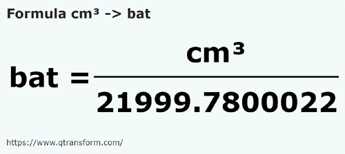 formula Centymetry sześcienny na Bat - cm³ na bat