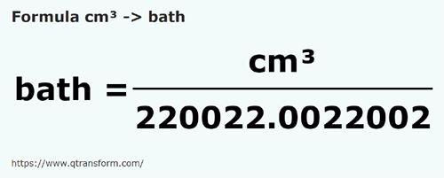 formula кубический сантиметр в Хомер - cm³ в bath