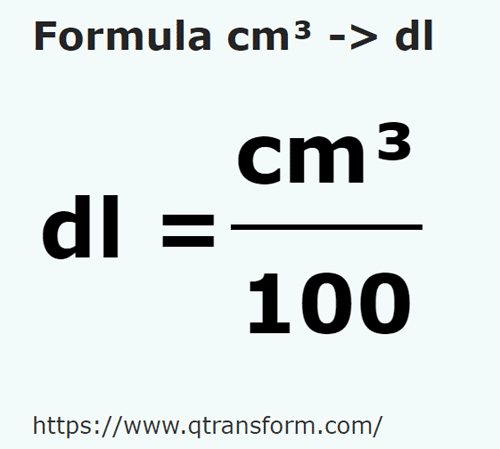 formule Kubieke centimeter naar Deciliter - cm³ naar dl