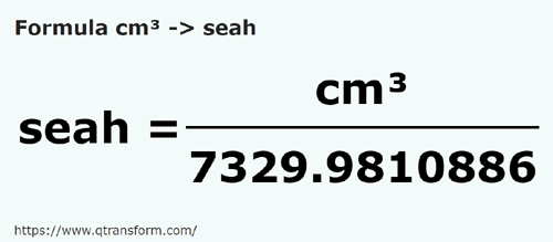 formula кубический сантиметр в Сата - cm³ в seah