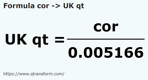 formula Cori in Quarto di gallone britannico - cor in UK qt