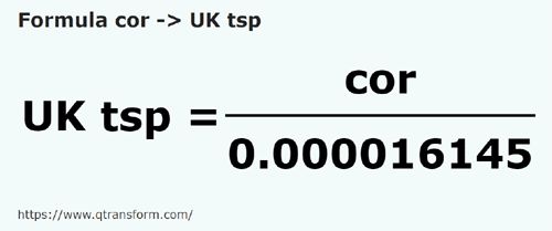 formula Cors to UK teaspoons - cor to UK tsp