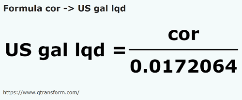 formula Kor kepada Gelen Amerika cair - cor kepada US gal lqd