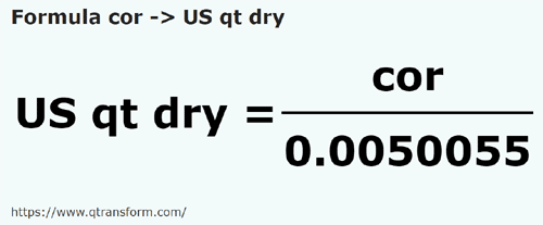 umrechnungsformel Kor in Amerikanische Quarte (trocken) - cor in US qt dry