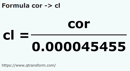 formula Кор в сантилитр - cor в cl