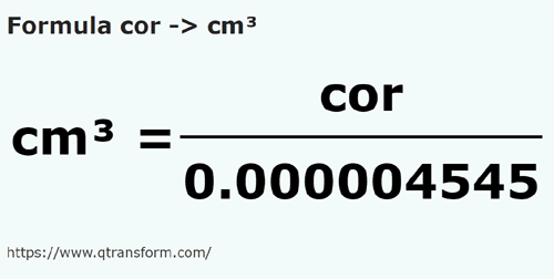 formula Кор в кубический сантиметр - cor в cm³