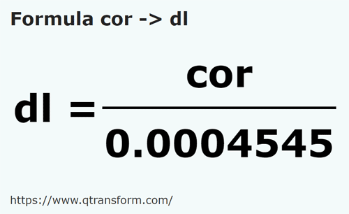 formula Кор в децилитры - cor в dl