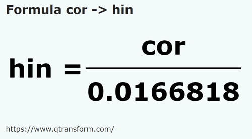 formula Cors to Hins - cor to hin