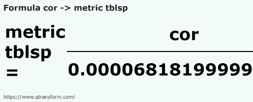 formula Кор в Метрические столовые ложки - cor в metric tblsp