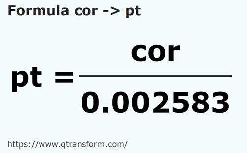 formula Cors to UK pints - cor to pt