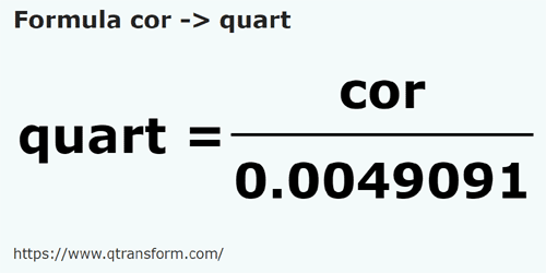 formule Cor naar Maat - cor naar quart