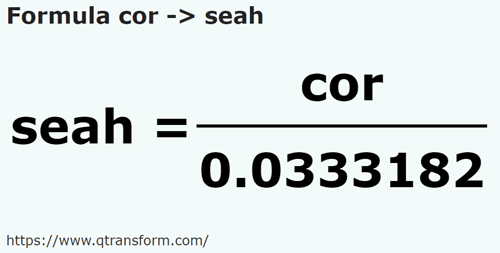 formula Cors to Seah - cor to seah